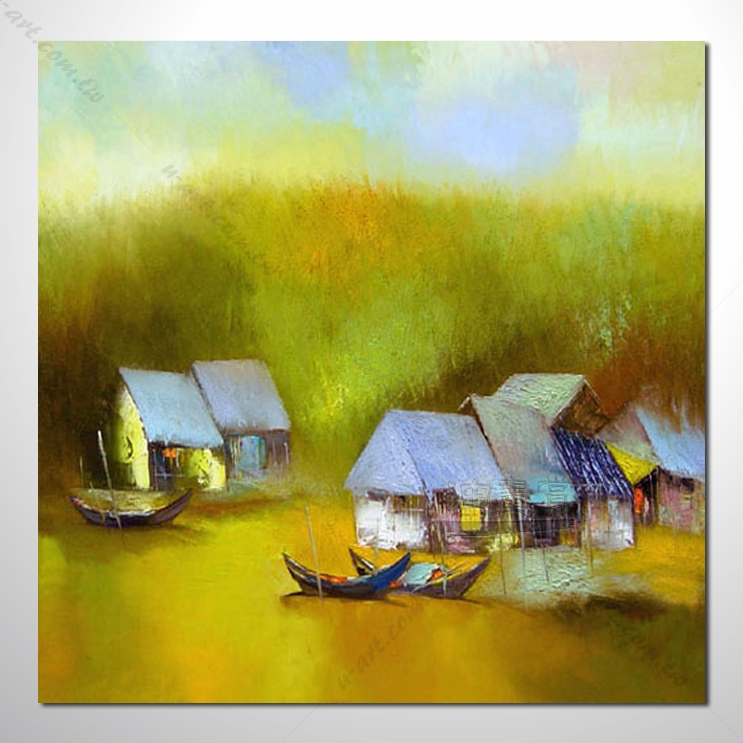 【海景装饰风景画】018 纯手绘 油画 越南景 艺术画 对比色彩鲜明